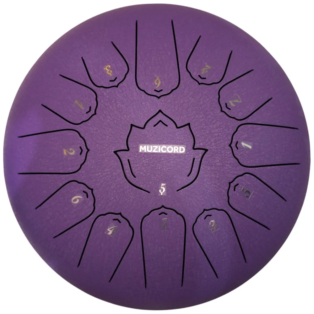 Muzicord TWH13-12 Steel Tongue Drum 13 notes 12inch, TWH lotus tongue, Carbon steel lavender