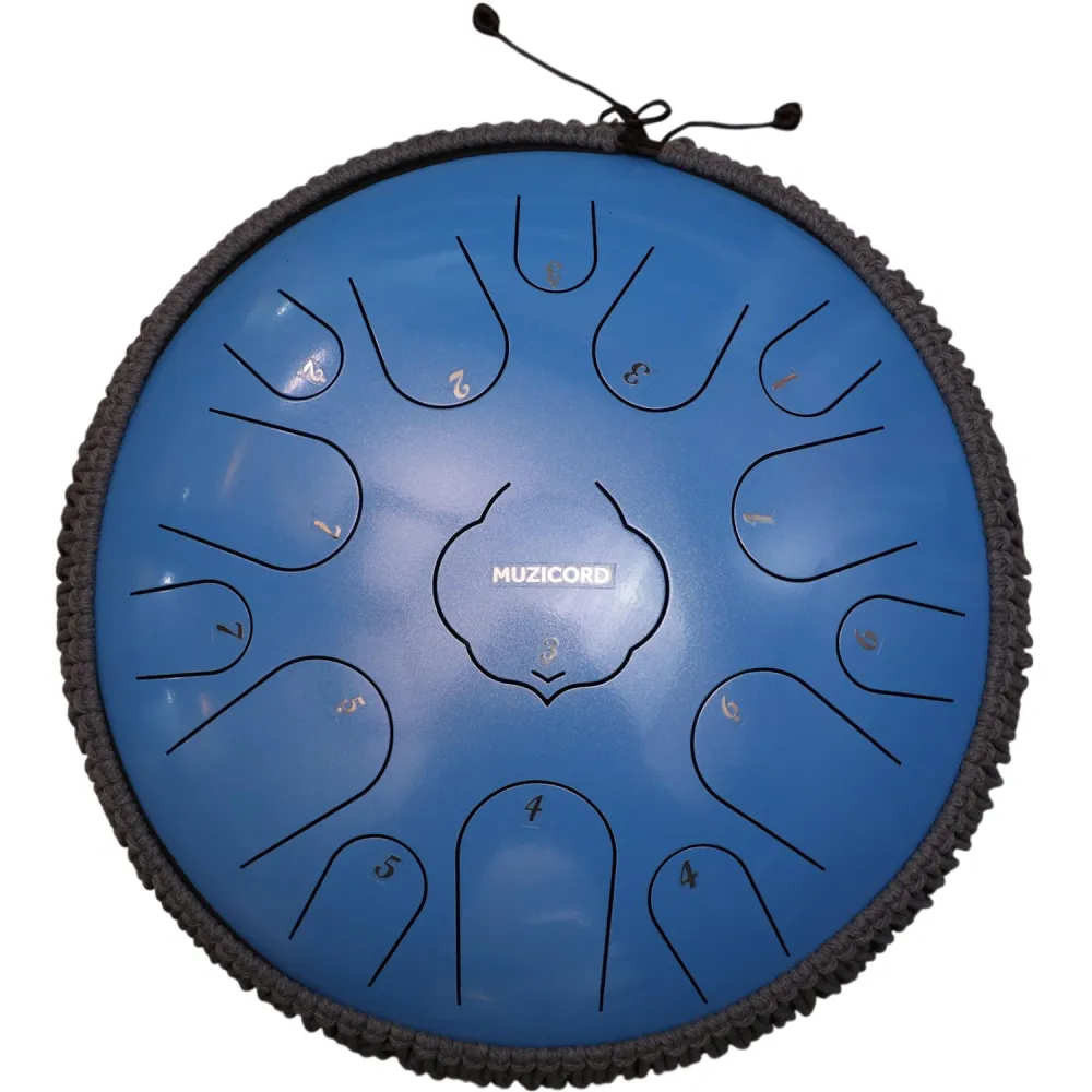 Muzicord TWR15-14 Steel Tongue Drum 15 notes 14inch, TWR lotus tongue, Carbon steel sky blue