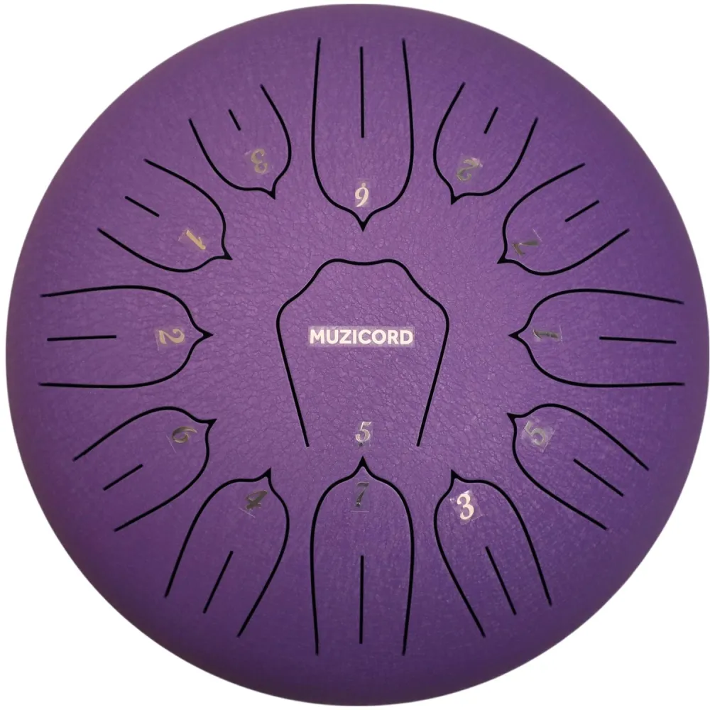 Muzicord TSL13-12 Steel Tongue Drum 13 notes 12inch, THL lotus tongue, Carbon steel lavander