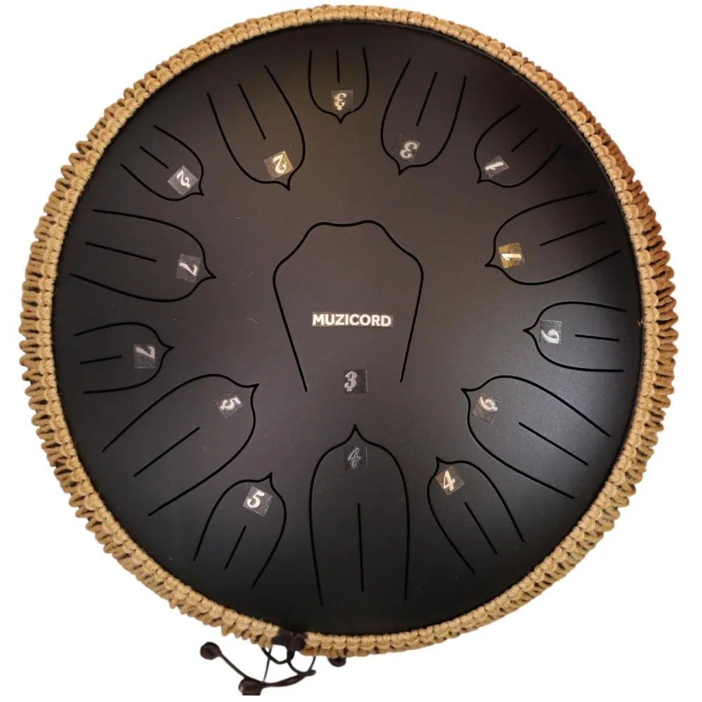 Muzicord TSL15-14 Steel Tongue Drum 15 notes 14inch, THL lotus tongue, Carbon steel black