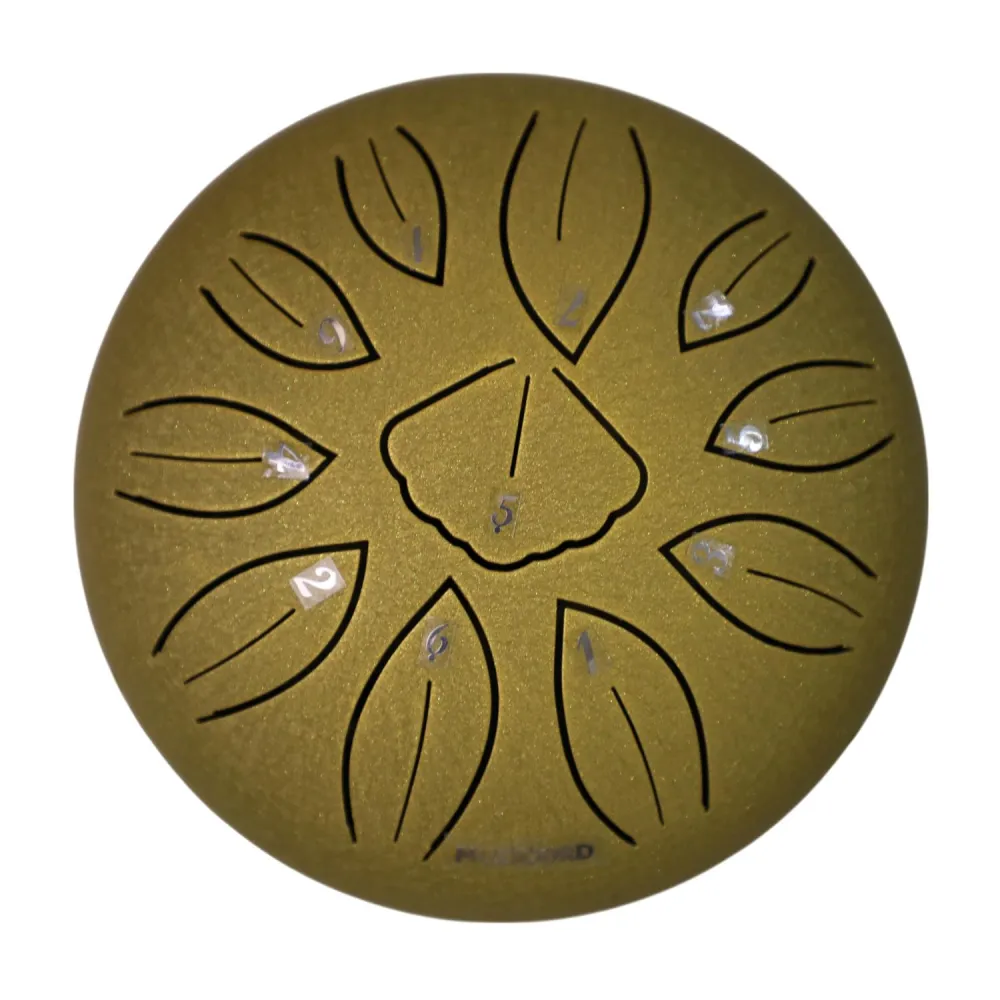 Muzicord TWG11-6 Steel Tongue Drum 11 notes 6inch , Ginkgobiloba tongue, Carbon steel Golden