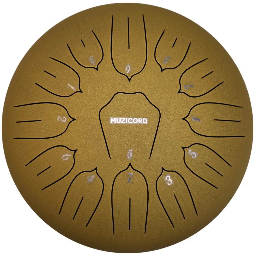 Muzicord TSL13-12 Steel Tongue Drum 13 notes 12inch, THL lotus tongue, Carbon steel golden