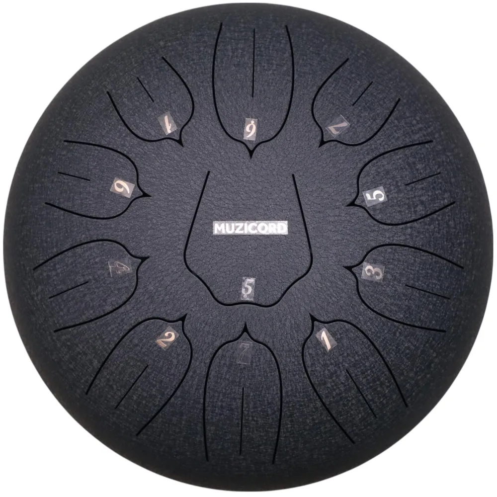 Muzicord TSL11-12 Steel Tongue Drum 11 notes 12inch, THL lotus tongue, Carbon steel Black