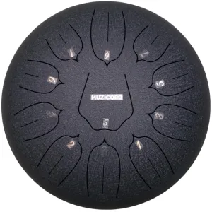 Muzicord TSL11-12 Steel Tongue Drum 11 notes 12inch, THL lotus tongue, Carbon steel Black