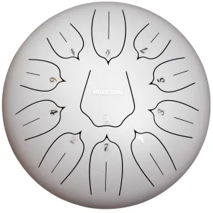 Muzicord TSL11-12 Steel Tongue Drum 11 notes 12inch, THL lotus tongue, Carbon steel White