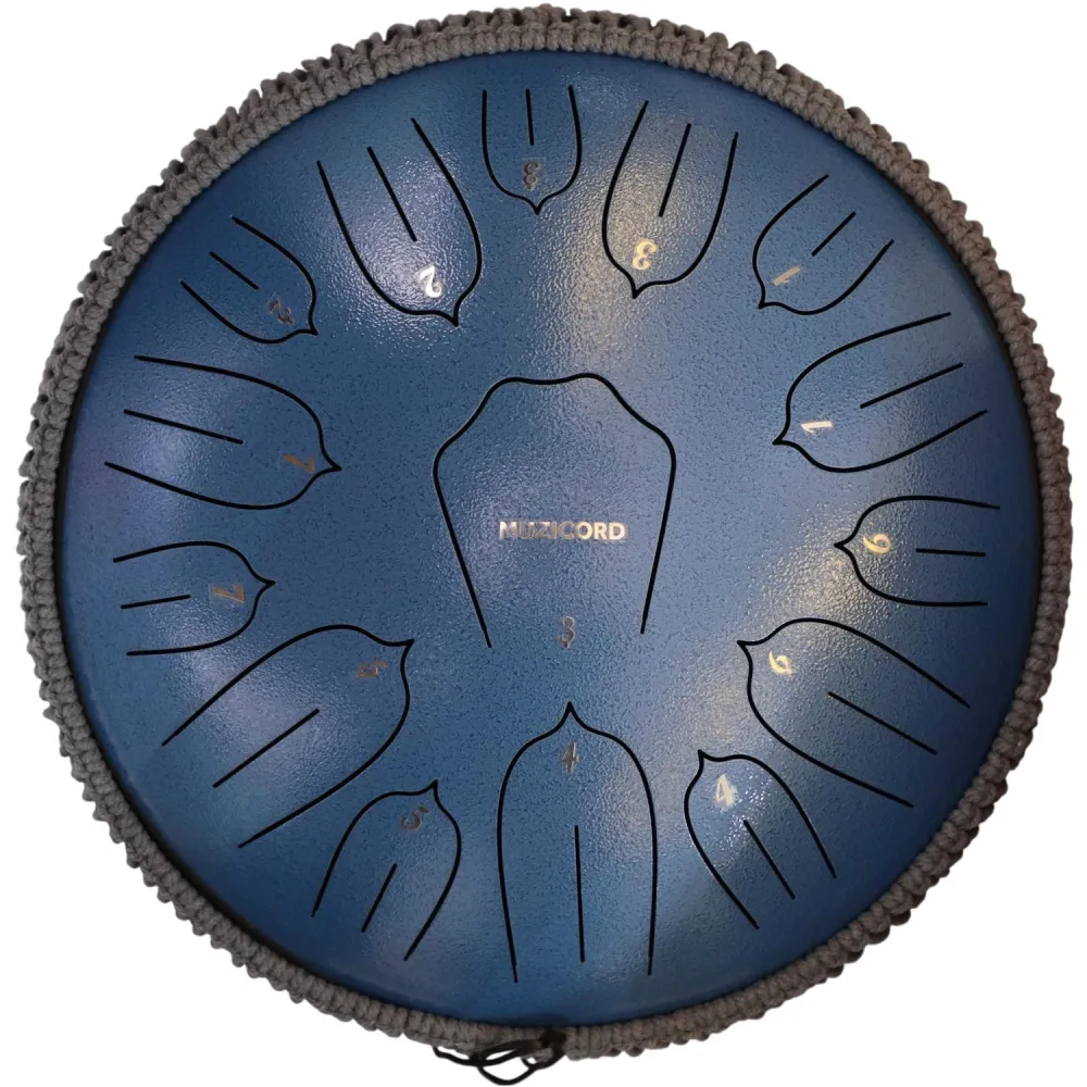 Muzicord TSL15-14 Steel Tongue Drum 15 notes 14inch, THL lotus tongue, Carbon steel sea blue
