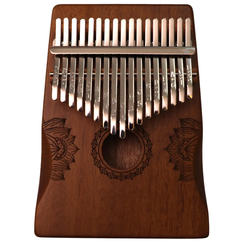 HUASHU KHD17- Mahogany Kalimba 17 keys, Hollow Lotus, palm rest shape, Brown tuned
