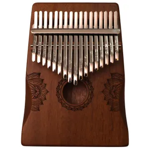HUASHU KHD17- Mahogany Kalimba 17 keys, Hollow Lotus, palm rest shape, Brown tuned