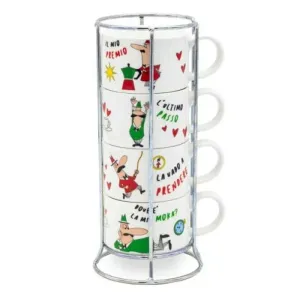 Bialetti TAZZ203 Set of 4 Stackable Italia Cups