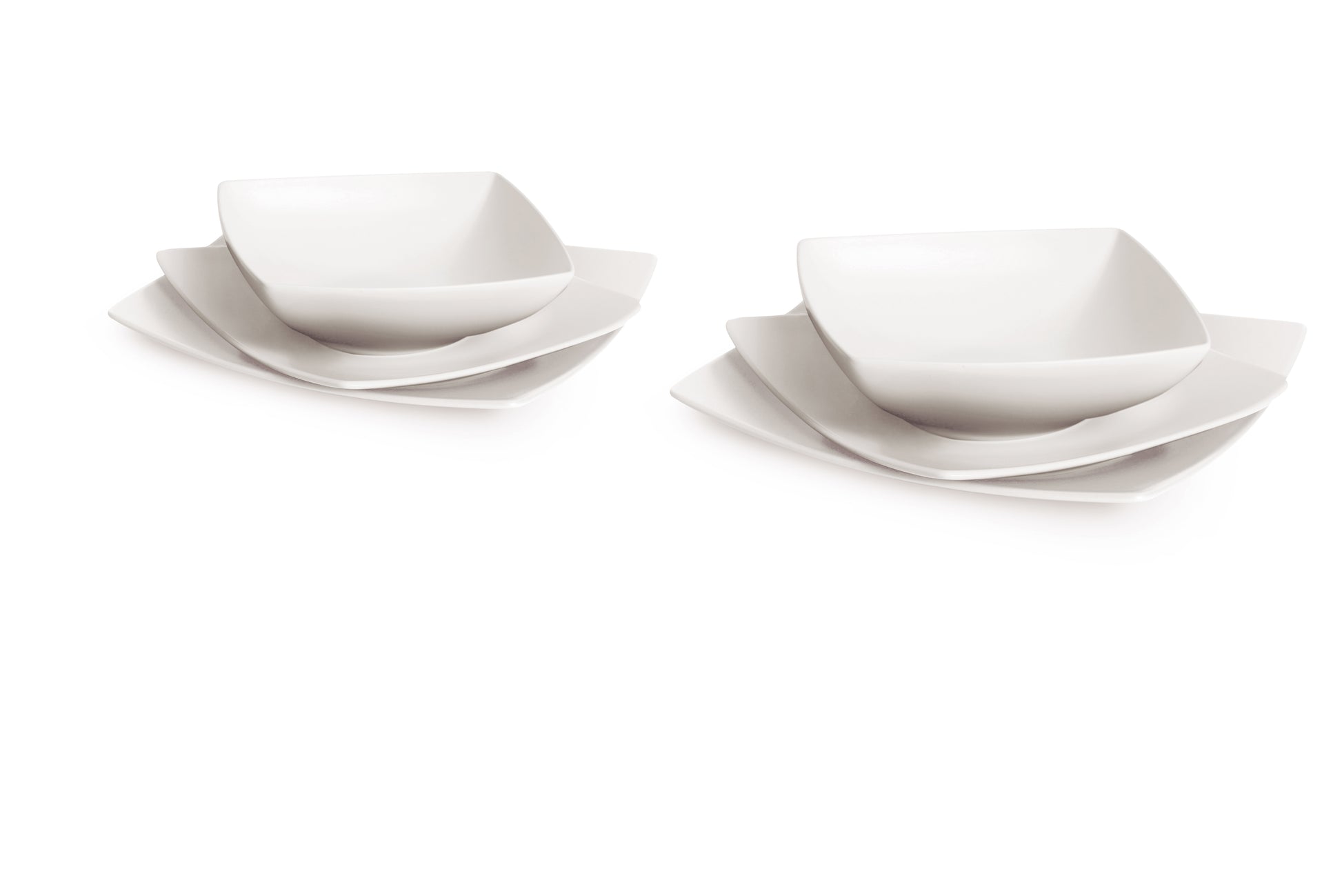 Eclipse White Dinner Set - 18-Piece Ceramic Square Plates