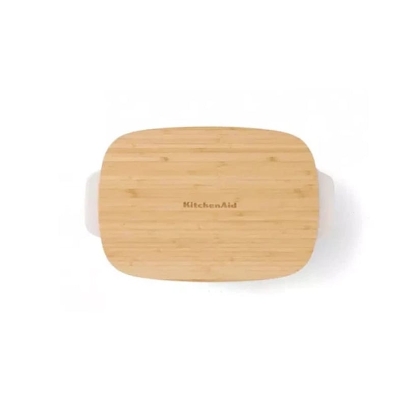 Kitchenaid CC006109-001 Stoneware Rectangular Ceramic Non-Stick Coating Baker with Bamboo Lid, 32 cm