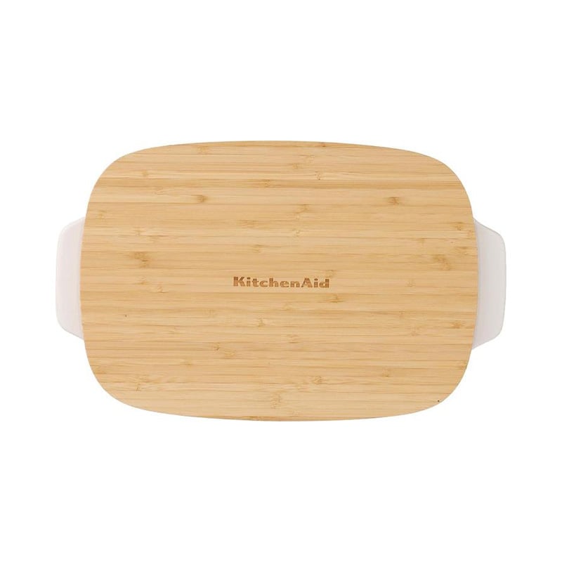 Kitchenaid CC006107-001 Stoneware Rectangular Ceramic Non-Stick Coating Baker with Bamboo Lid, 26 cm