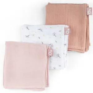 Doomoo Set Of 3 Muslin Cloths Flower Pink