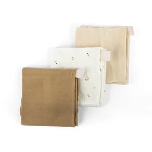 Doomoo Set Of 3 Muslin Cloths Sweety Cream