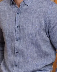 100% Linen Shirt Modern Fit - Blue