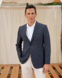 Blazer Wool Birdseye Notch Lapel - Navy