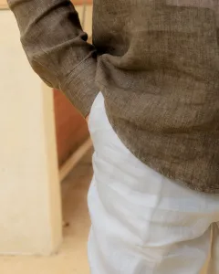 100% Linen Shirt Modern Fit - Brown