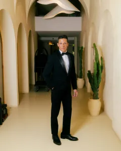 Blazer Suit Col Shawl Stretch Wool Tuxedo - Black HB