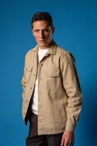 Cotton Overshirt With Two Front Pockets - Camel