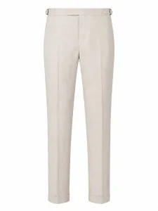 Linen Chino Trousers With Side Adjusters - L. Beige