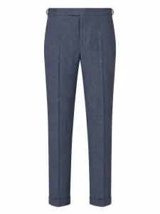 Linen Chino Trousers - Navy Denim