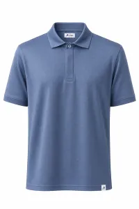 Polo Pique With Hidden Buttons - Dark Blue