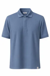 Polo Pique With Hidden Buttons - Blue