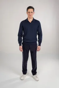 Polo Knit V-Neck - Navy