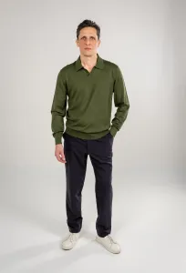 Polo Knit V-Neck - Olive Green