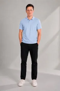 Polo Pique With Hidden Buttons - Light Blue