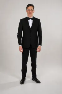 Single Breasted Suit Blazer Notch Lapel - Black 7056