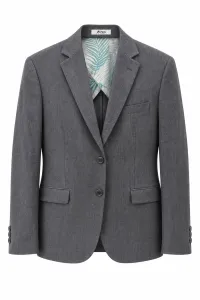 Single Breasted Half Lining Linen Blazer - Grey