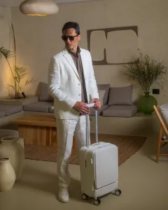 Single Breasted Half Lining Linen Blazer - White