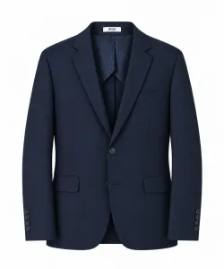Single Breasted Half Lining Wool Blend Blazer - Navy