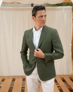 Suit Blazer Linen Half Lining - Green
