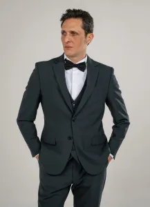 Single Breasted Suit Blazer Notch Lapel - Olive Green