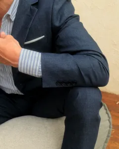 Suit Blazer Linen Half Lining - Denim