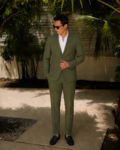 Suit Trousers Linen Half Lining - Green