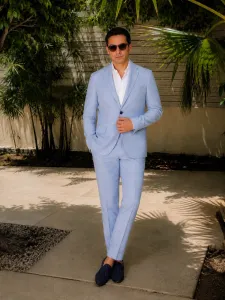 Suit Blazer Linen Half Lining - Light Blue