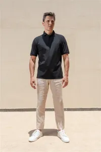 Polo Knit V-Neck - Black