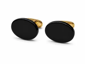 Flat Stone Cufflinks - Black Flat