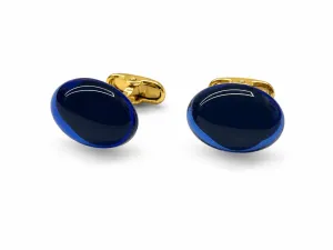Round Stone Cufflinks - Navy