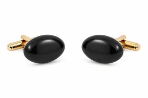 Round Stone Cufflinks - Black