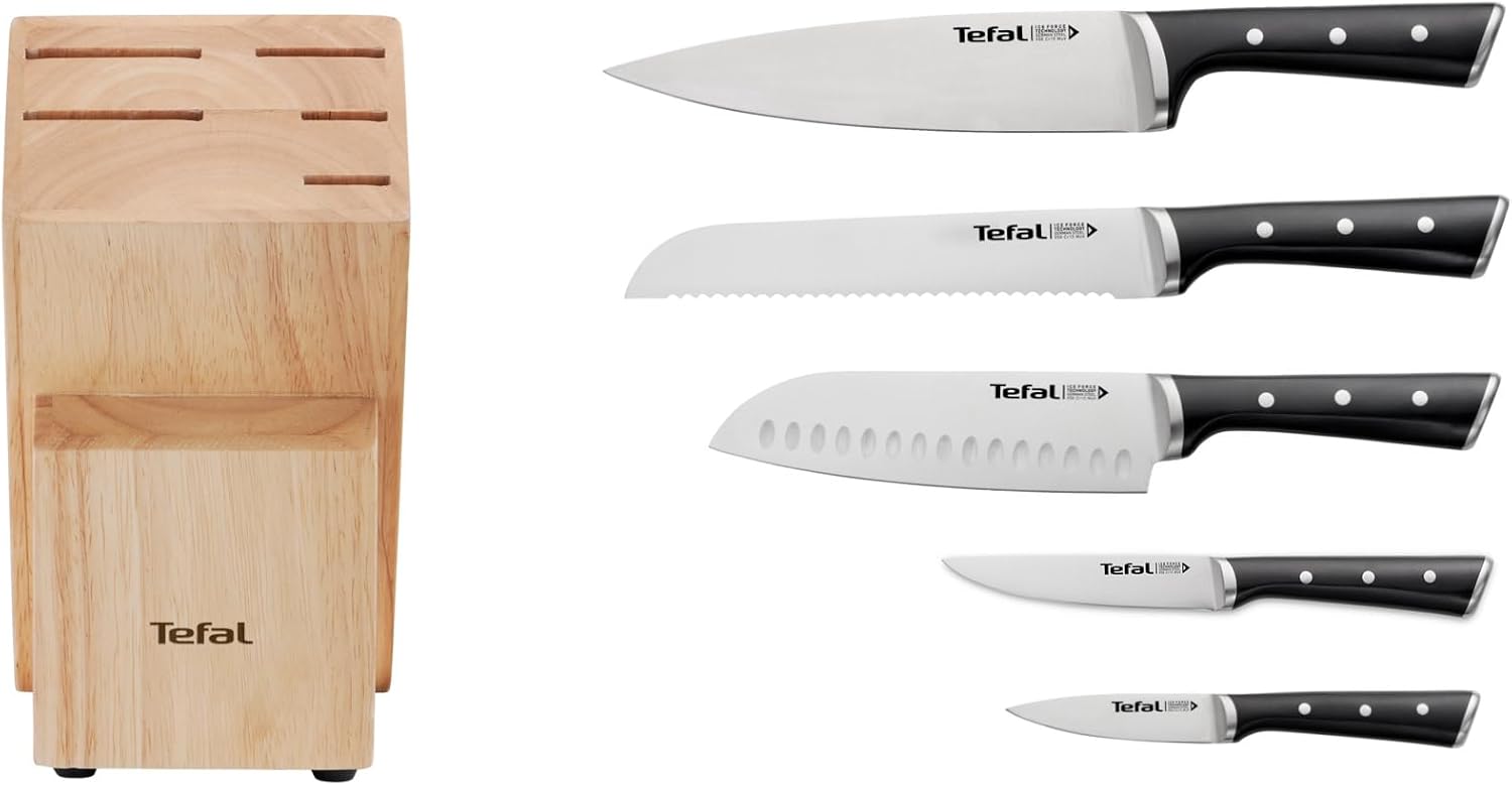 Tefal Ice Force K232S574 6-Piece Knife Set with Wooden Knife Block