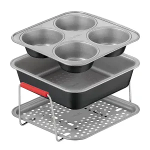 Tefal J701S344 Dail’Easy Set Of 3 (Muffin Pan, Square Roaster , Perforated Tray)