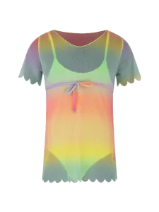 Oil And Gaz Colorful Kids-Girls Beach Monokini Green
