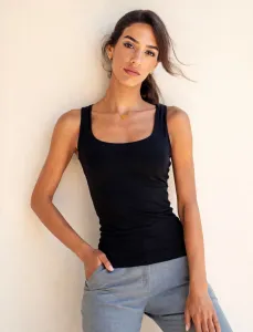 Basic Wide Straps Top - Black