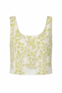 Sleeveless Cotton Lace Top - Light Green