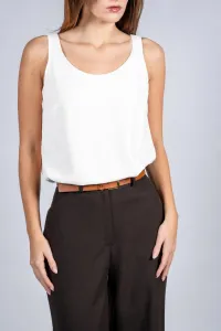 Sleeveless Round Neck Top - Off White