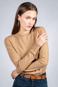Women Wool Blend Round Neck - Camel